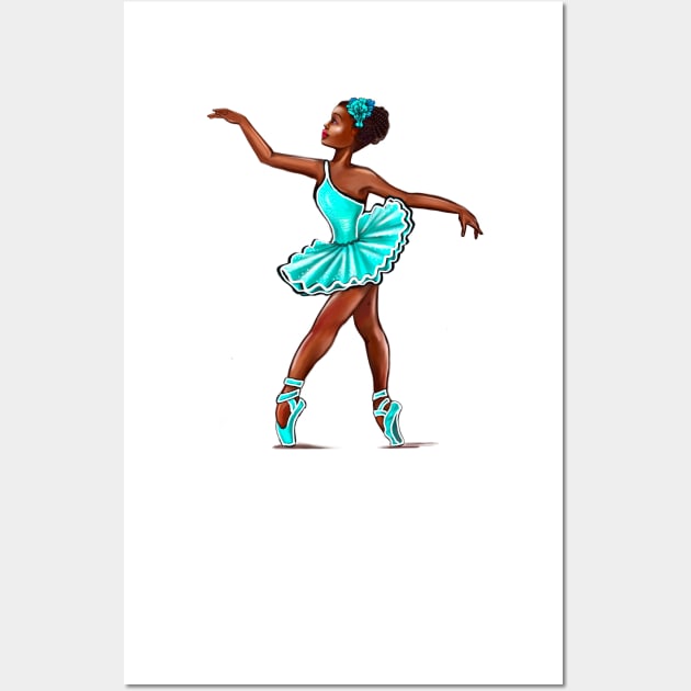 African American Black ballerina girls with corn rows ballet dancing 6 ! black girl with Afro hair and dark brown skin wearing a green tutu. Love Ballet Wall Art by Artonmytee